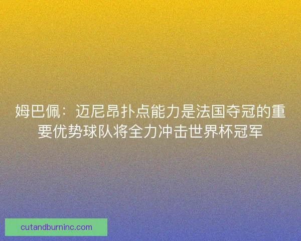 姆巴佩：迈尼昂扑点能力是法国夺冠的重要优势球队将全力冲击世界杯冠军
