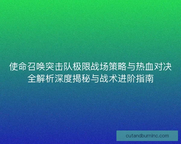 使命召唤突击队极限战场策略与热血对决全解析深度揭秘与战术进阶指南