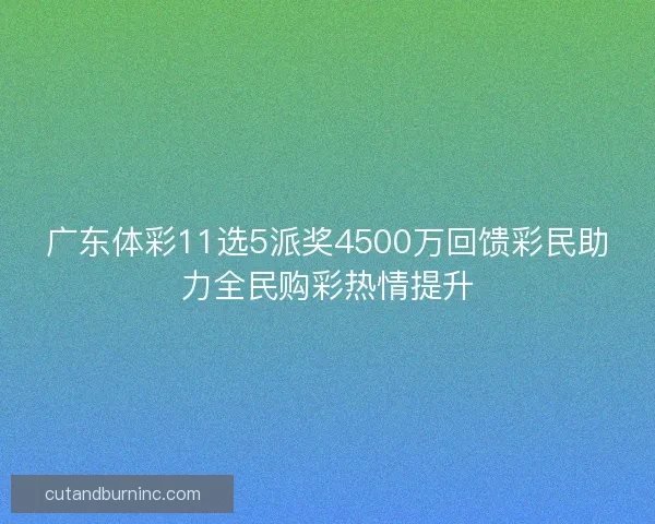 广东体彩11选5派奖4500万回馈彩民助力全民购彩热情提升