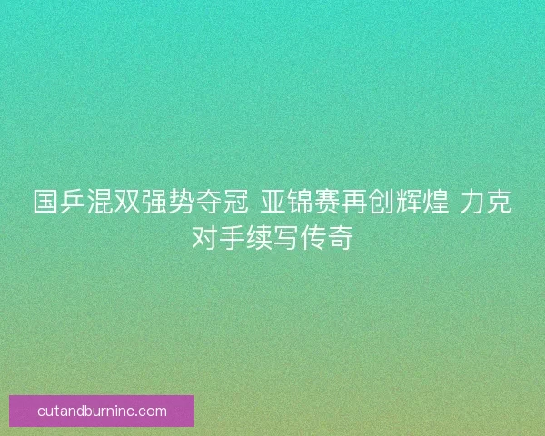 国乒混双强势夺冠 亚锦赛再创辉煌 力克对手续写传奇